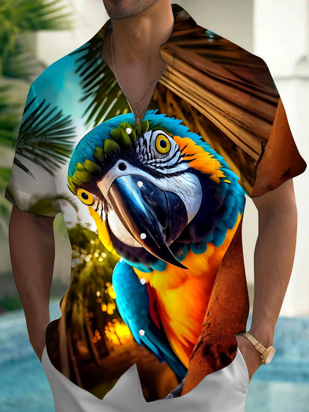 men's Hawaiian shirt front view tropical beach vacation