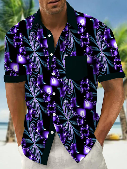 men abstract print short sleeve shirt front view