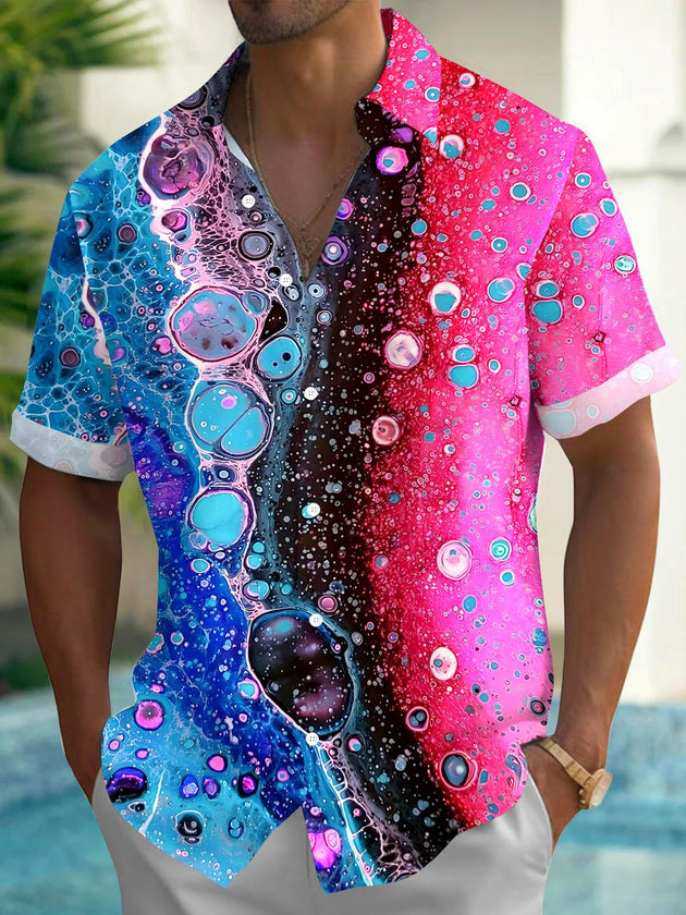 Men's abstract print short sleeve shirt front view