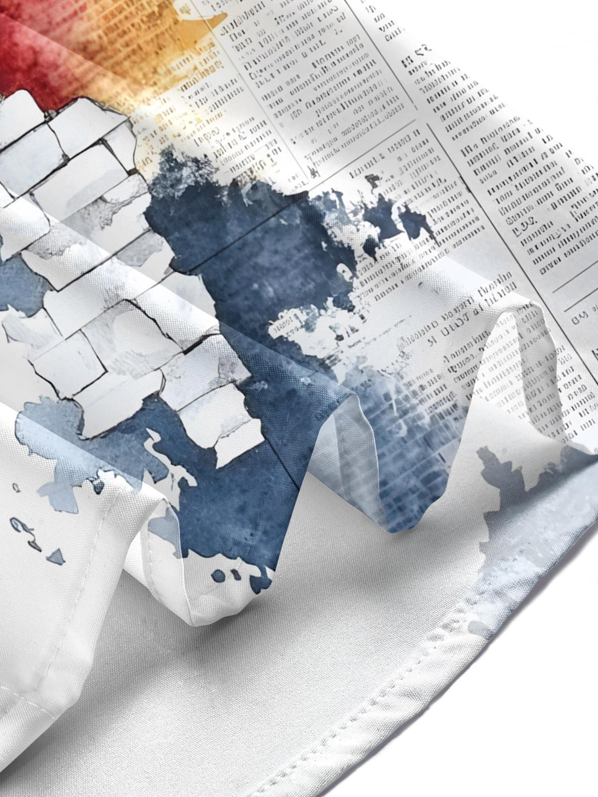 Retro Art Print Men's Pocket Short Sleeve Shirts