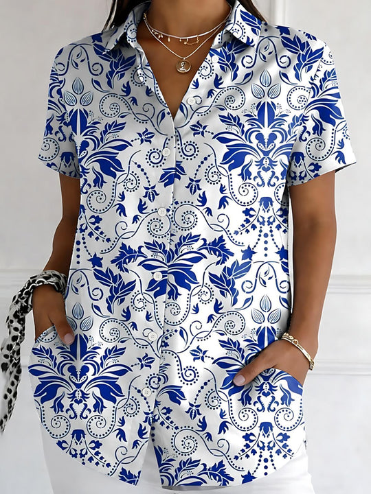 Floral Print Women's Short Sleeve Shirts