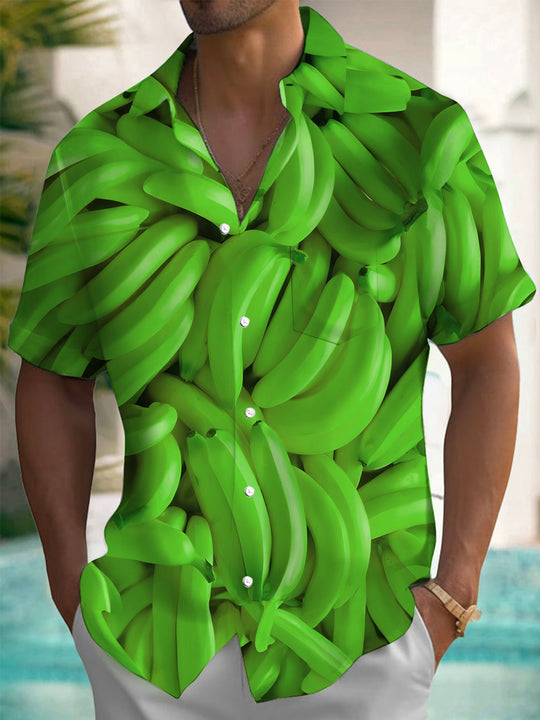 men's green pocket short sleeve shirt front view