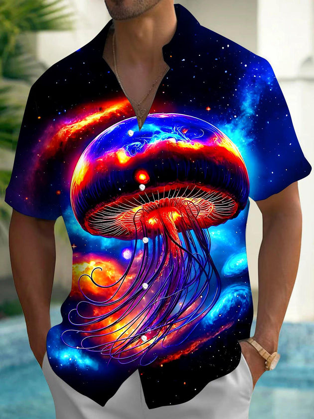 men's Hawaiian shirt front view tropical beach vacation