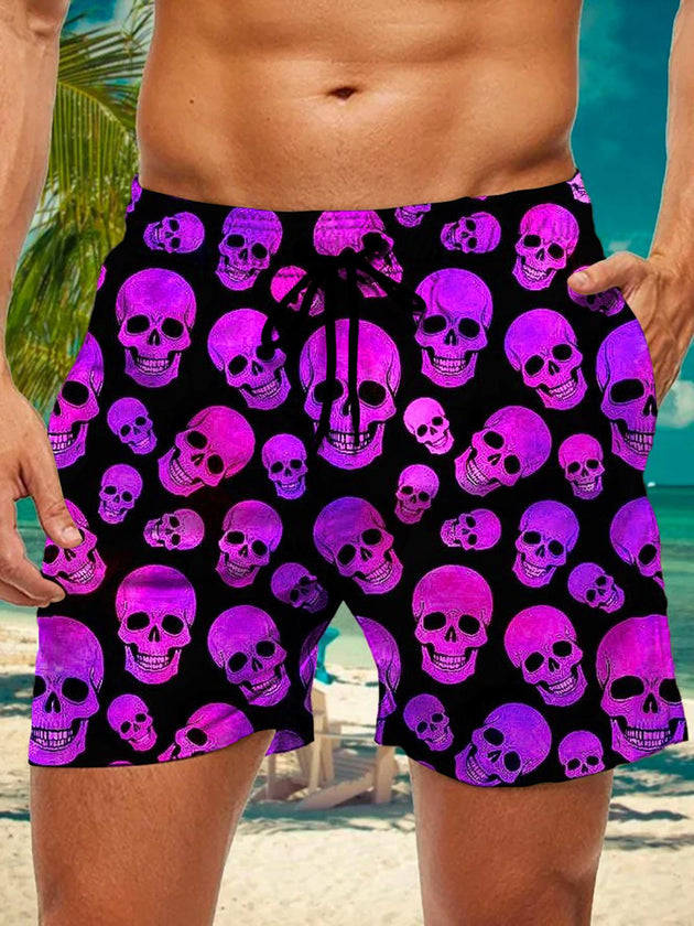 men's skull print casual pants front view
