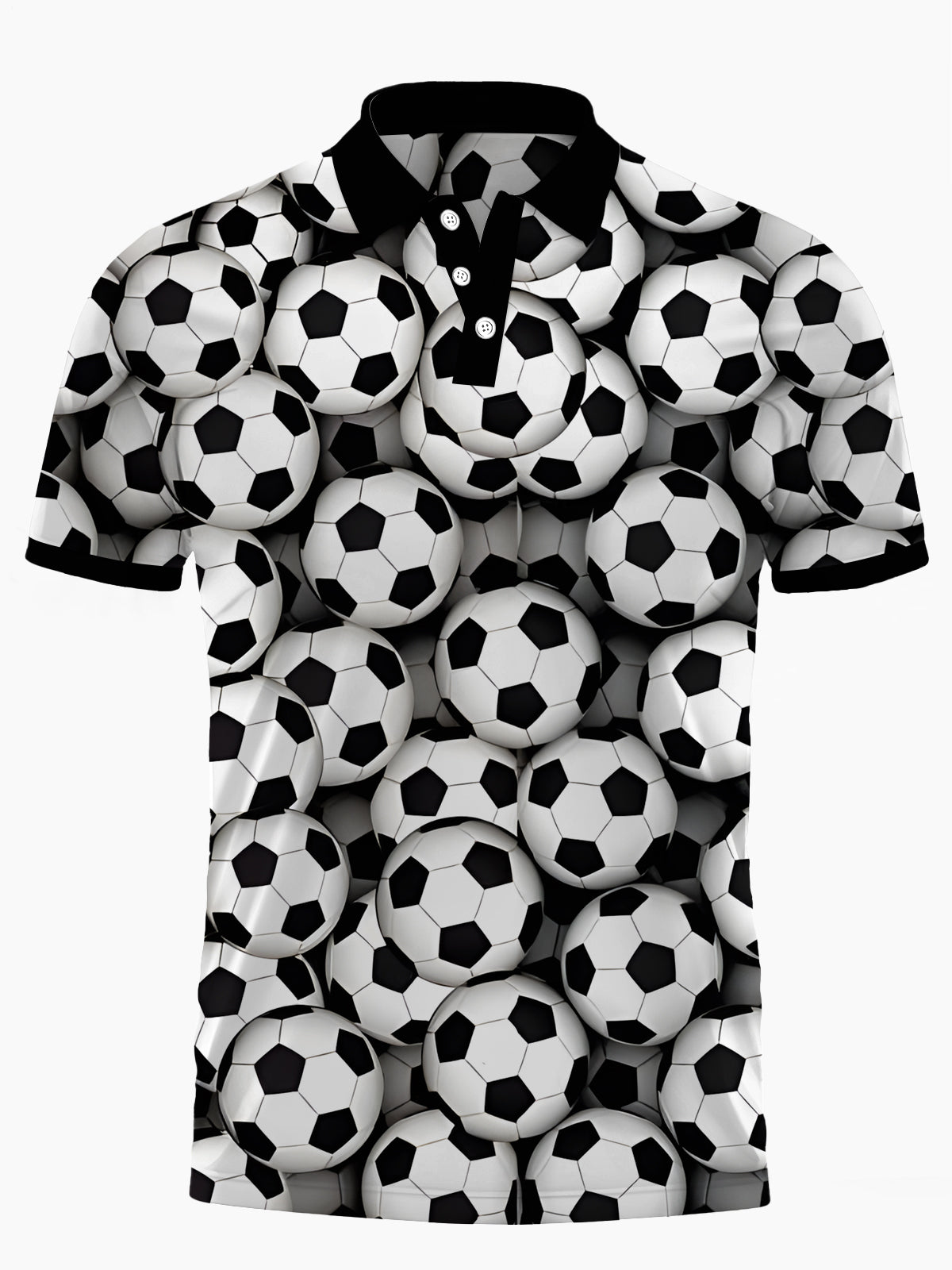 Football Print Men's Short Sleeve Button Polo Shirt