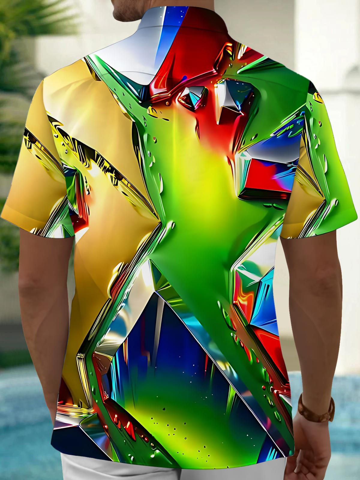 men's geometric print shirt back view