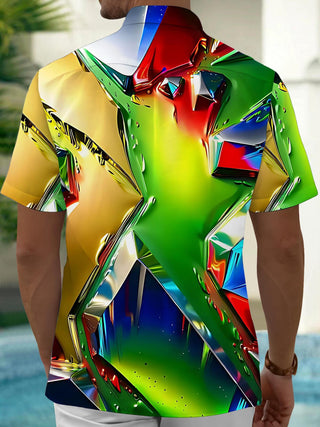 men's geometric print shirt back view