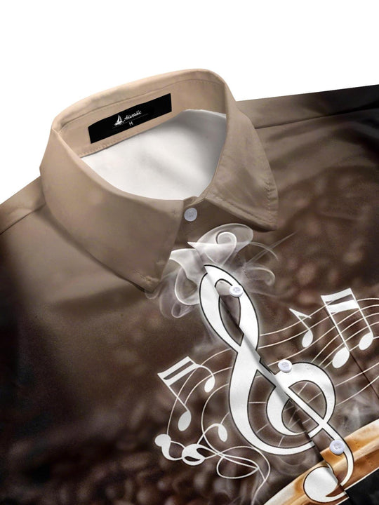 men's guitar print shirt side view