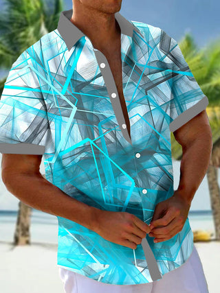 Men's abstract print short sleeve shirt front view