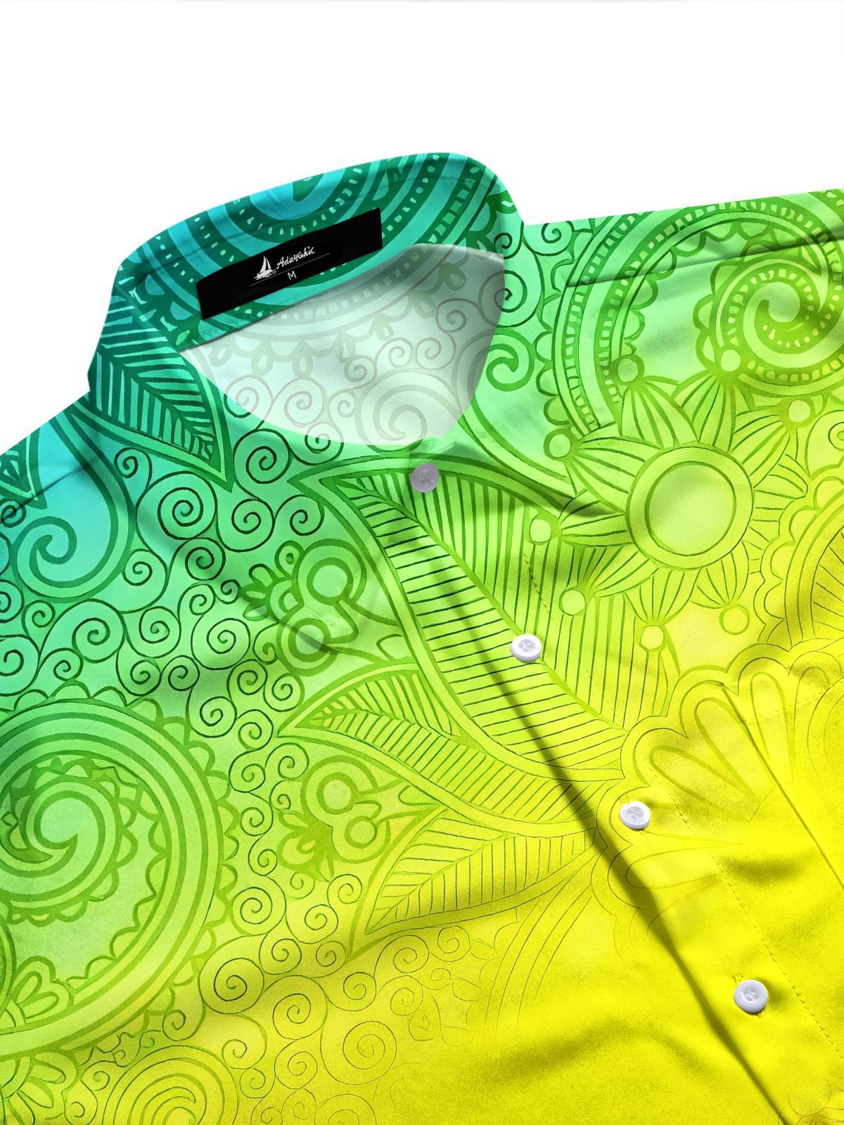 Men's Gradient Ethnic Print Pocket Full Sleeve Shirt Side View