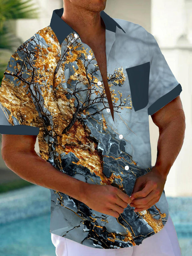 men's abstract print shirt front view