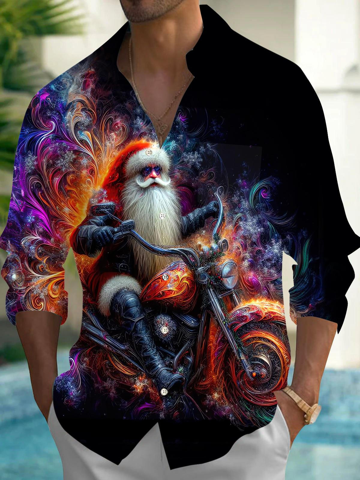 Santa Claus Men's Pocket Long Sleeve Shirts