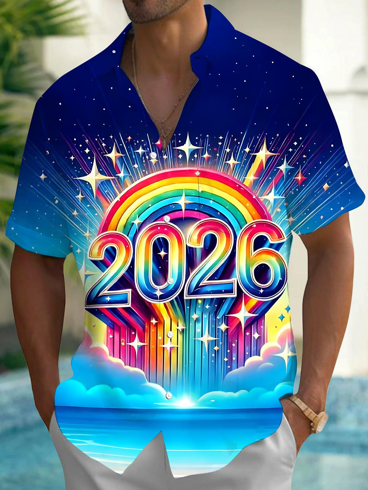 2026 New Year Men's Pocket Short Sleeve Shirts
