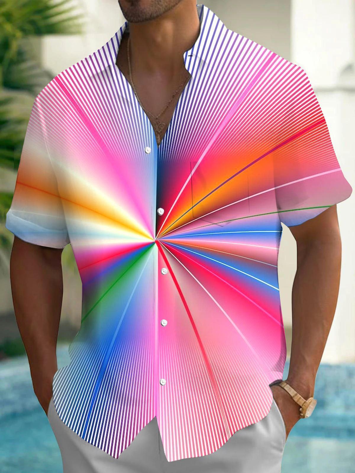 Tie Dye Geometry Men's Pocket Short Sleeve Shirts