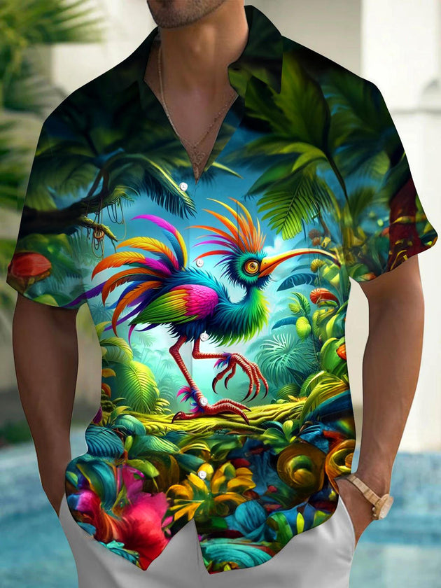 men's Hawaiian shirt front view tropical beach vacation