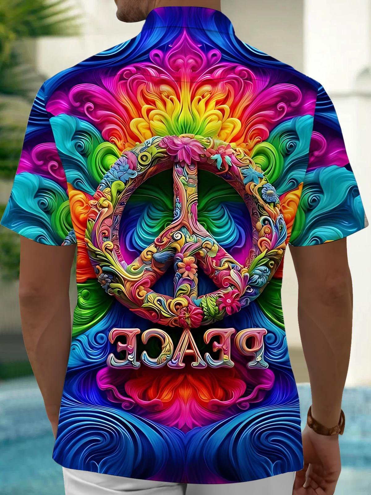 Peace Logo Art Print Men's Pocket Short Sleeve Shirts