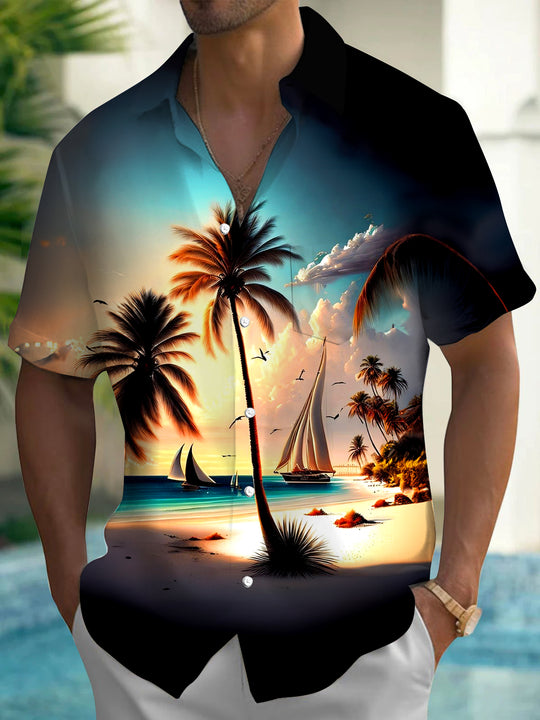men's Hawaiian shirt front view beach vacation