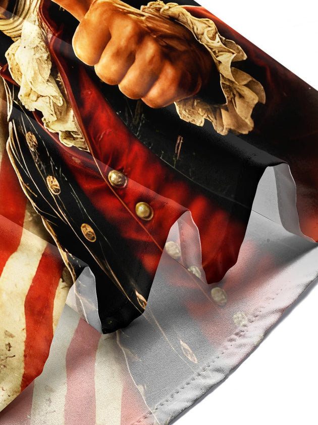 Men's short sleeve pocket shirt front view George Washington 250th anniversary casual wear