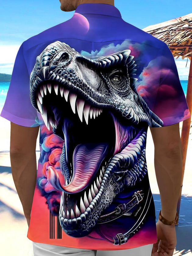 men's dino print shirt back view