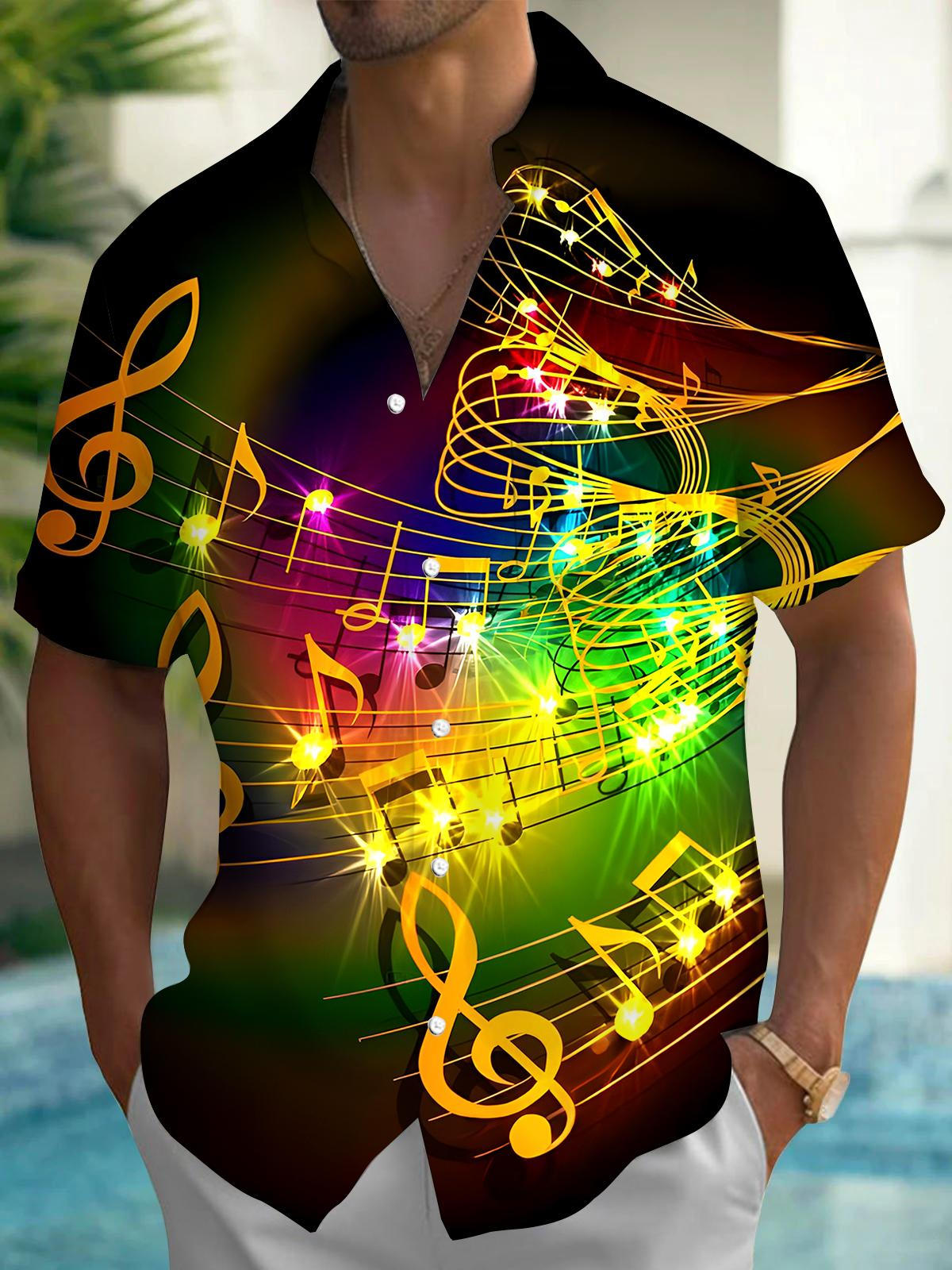 Musical Note Men's Pocket Short Sleeve Shirts