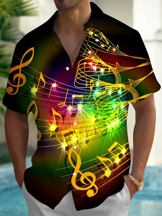 men's music print shirt front view