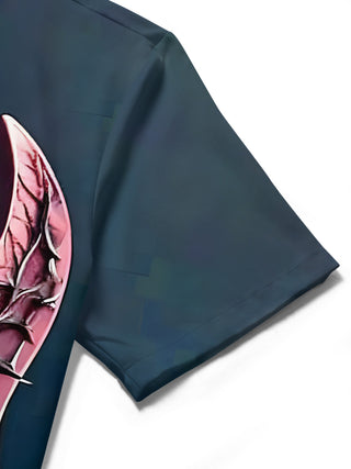 men's guitar print shirt close-up short sleeve