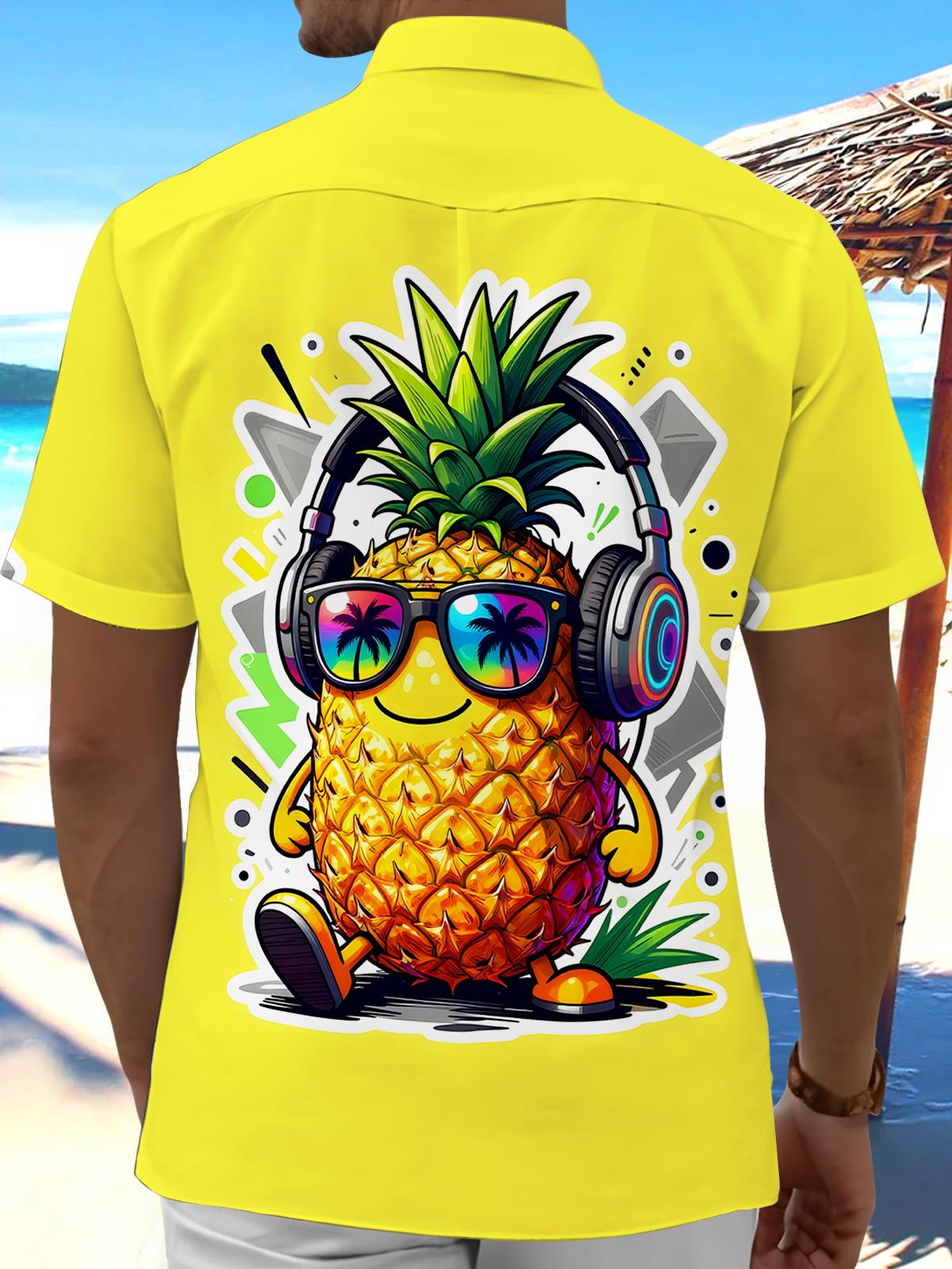 Hawaiian Pineapple Men's Pocket Short Sleeve Shirts
