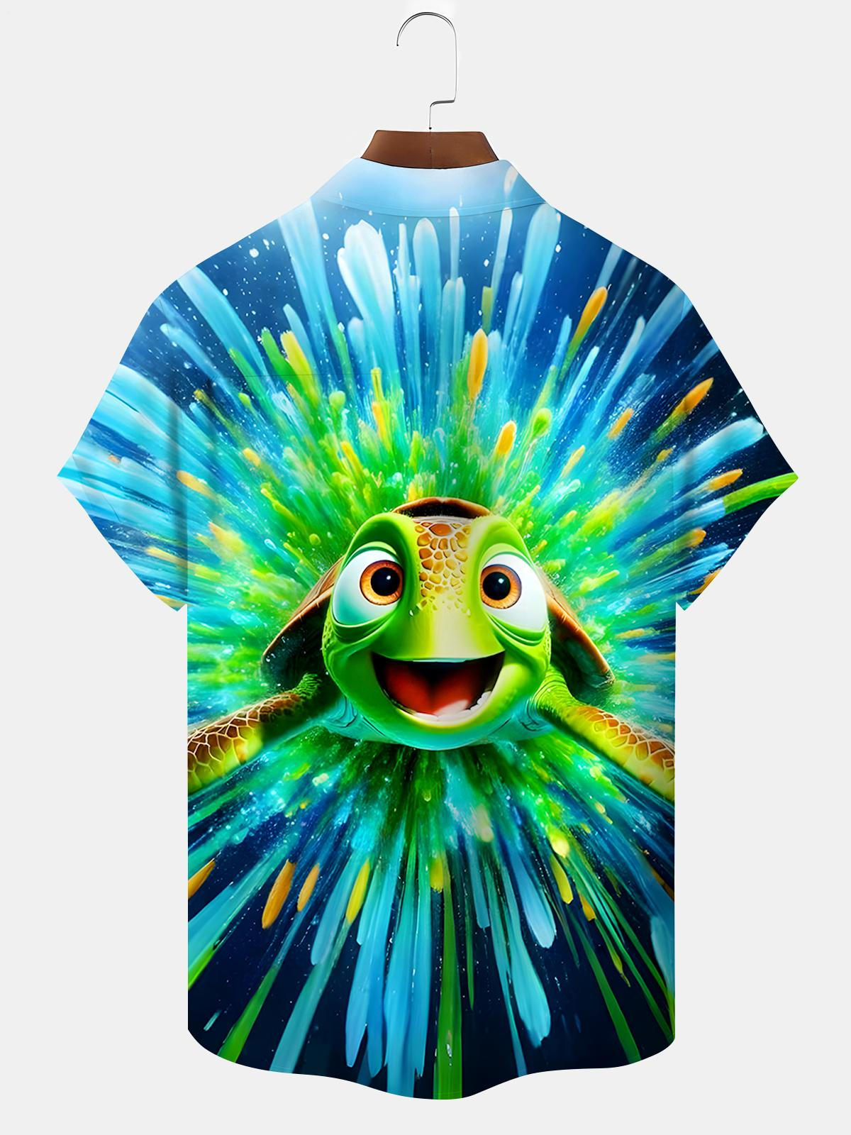 Hawaiian Turtle Men's Pocket Short Sleeve Shirts