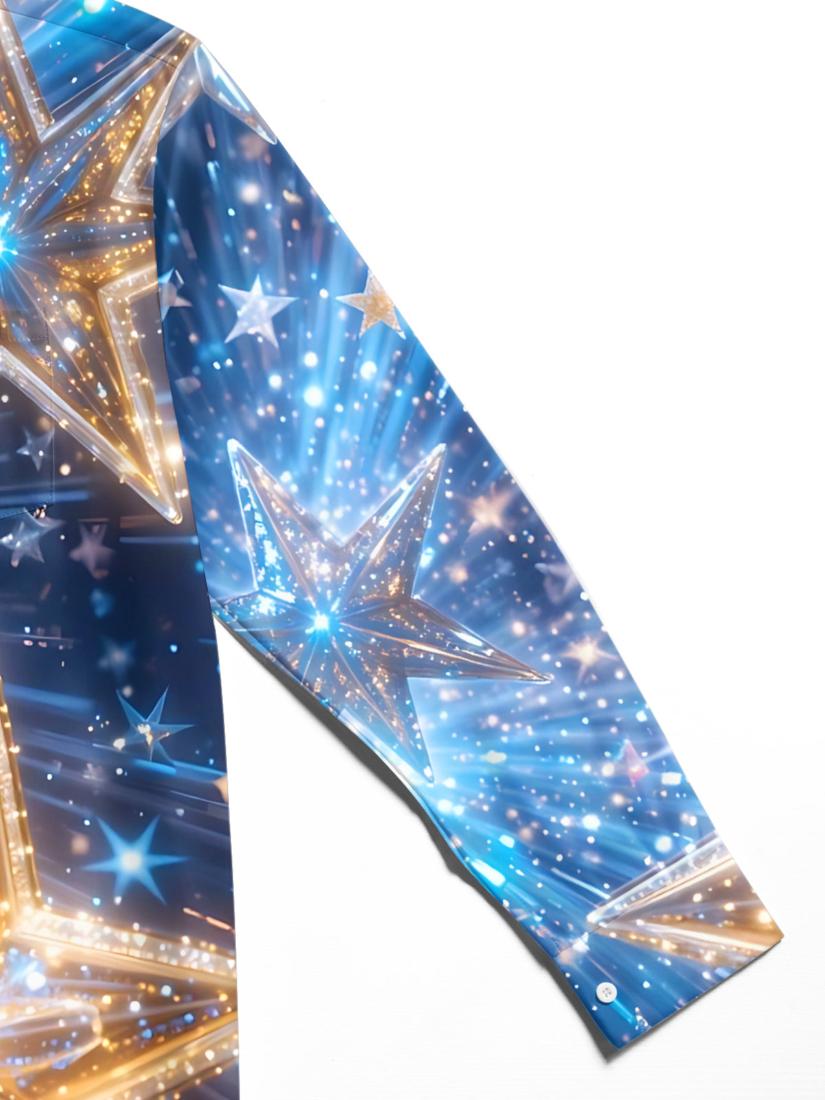 Sparkly Star Print Men's Pocket Long Sleeve Shirts