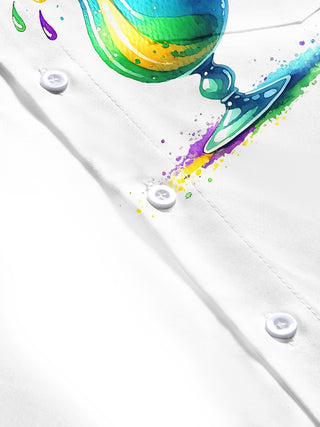 men's Mardi Gras short sleeve flat lay shirt