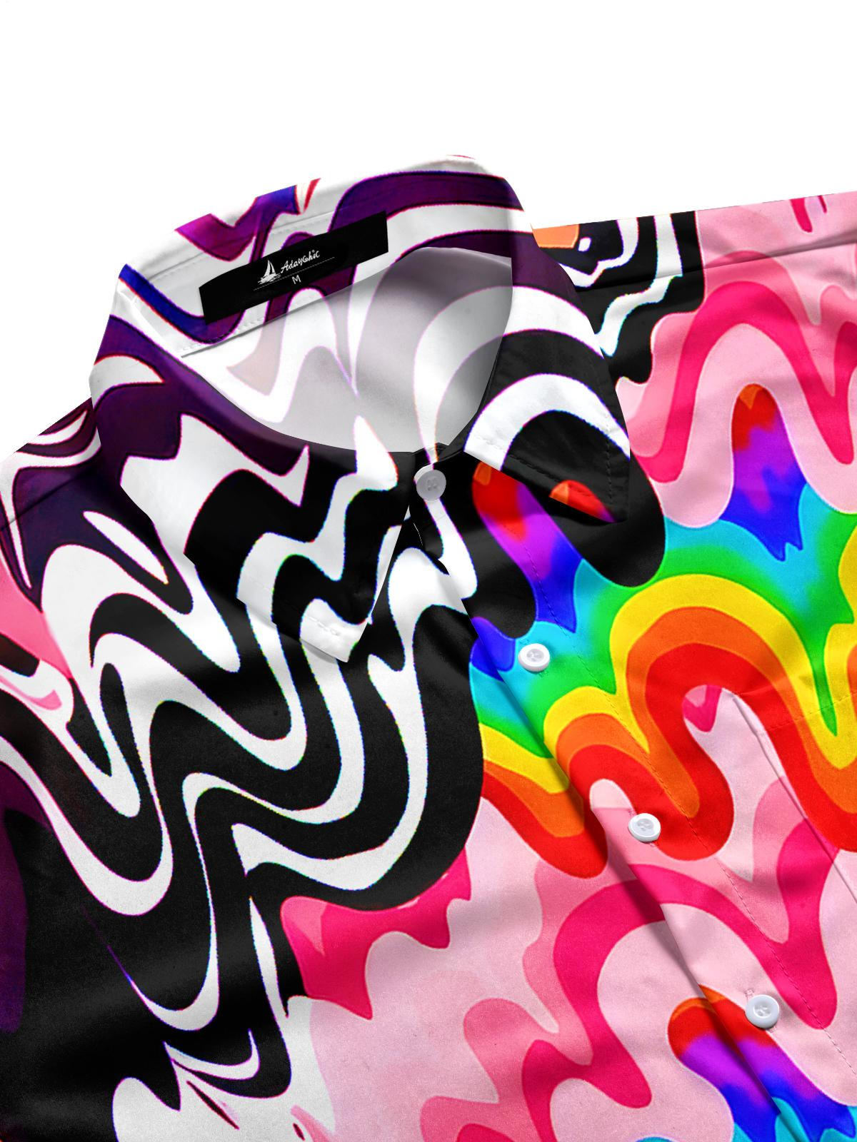 Men's tie-dye short sleeve shirt side view