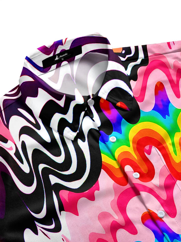 Men's tie-dye short sleeve shirt side view