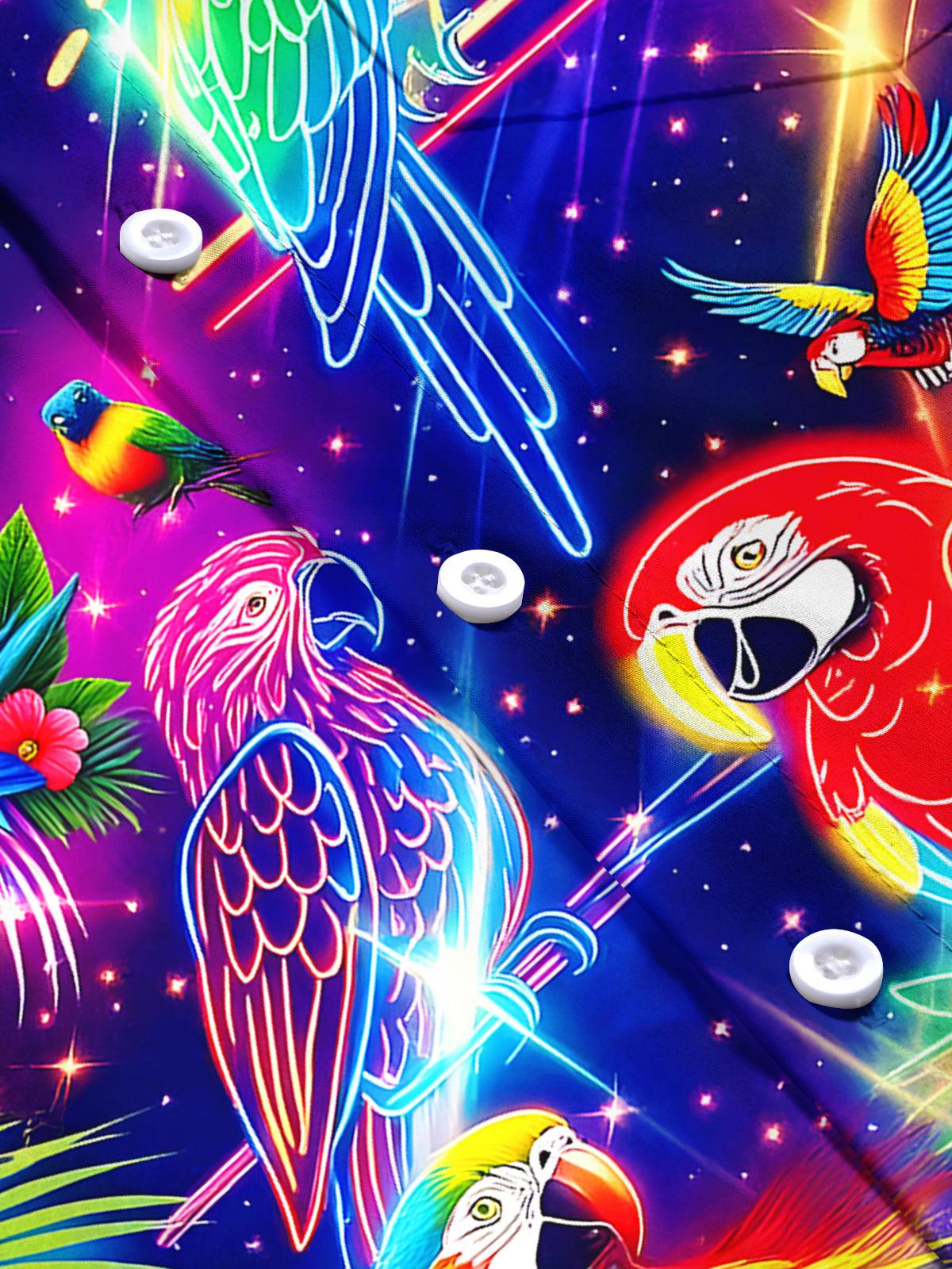 Hawaiian Parrot Leaf Men's Pocket Short Sleeve Shirts