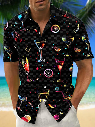 Men's Hawaiian short sleeve shirt front view for tropical beach vacation