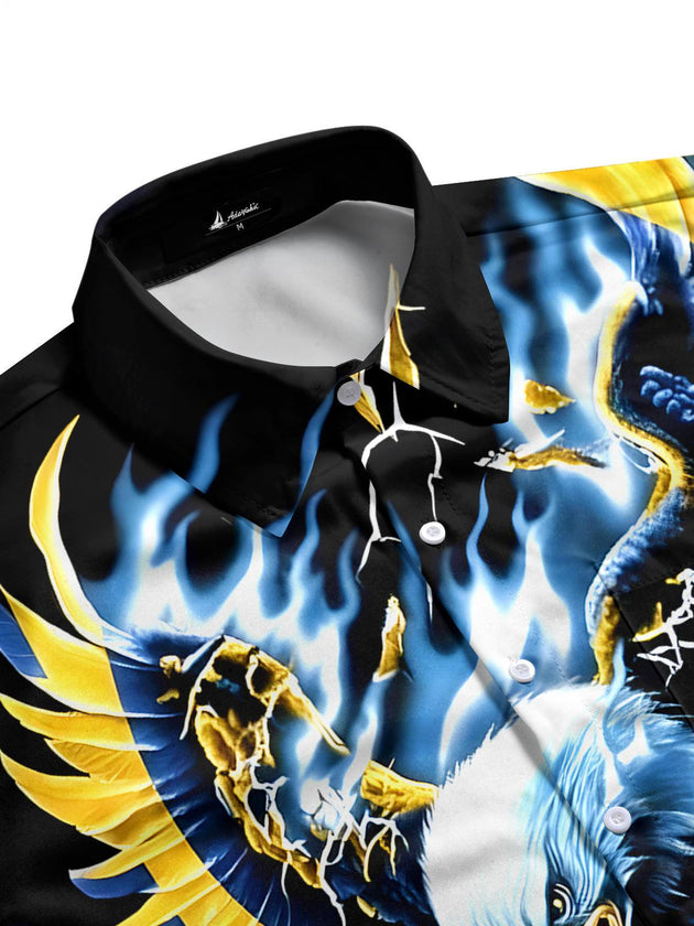 Men's eagle print short sleeve shirt side view