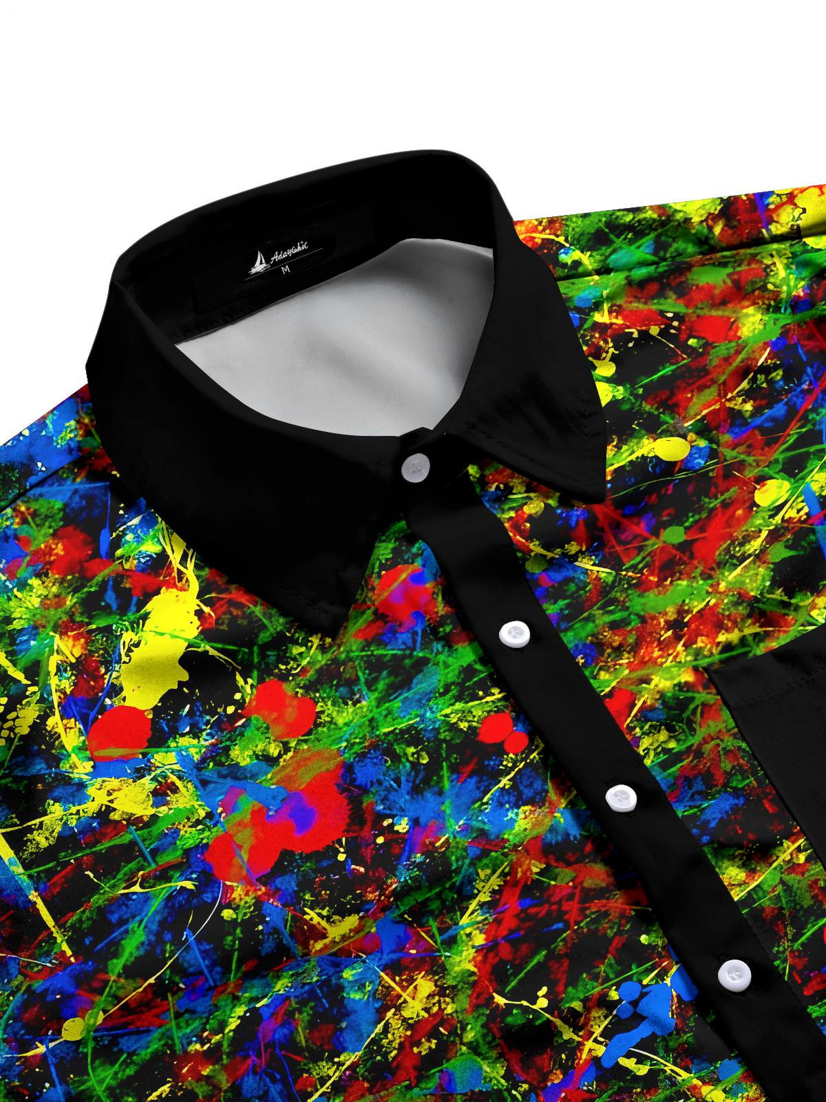 Tie Dye Men's Pocket Long Sleeve Shirts