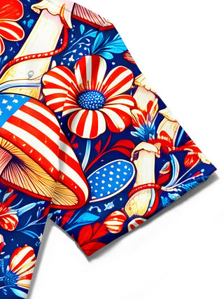 men's floral shirt close-up short sleeve