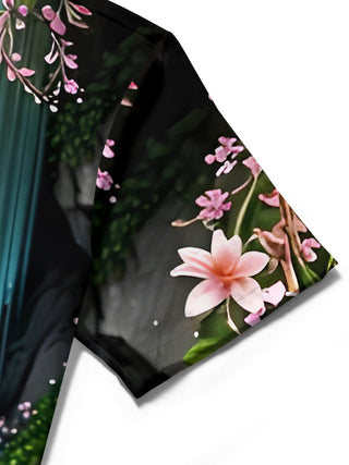 men's floral shirt close-up short sleeve