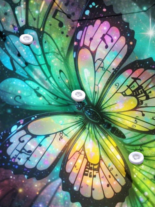 men's butterfly print short sleeve flat lay shirt