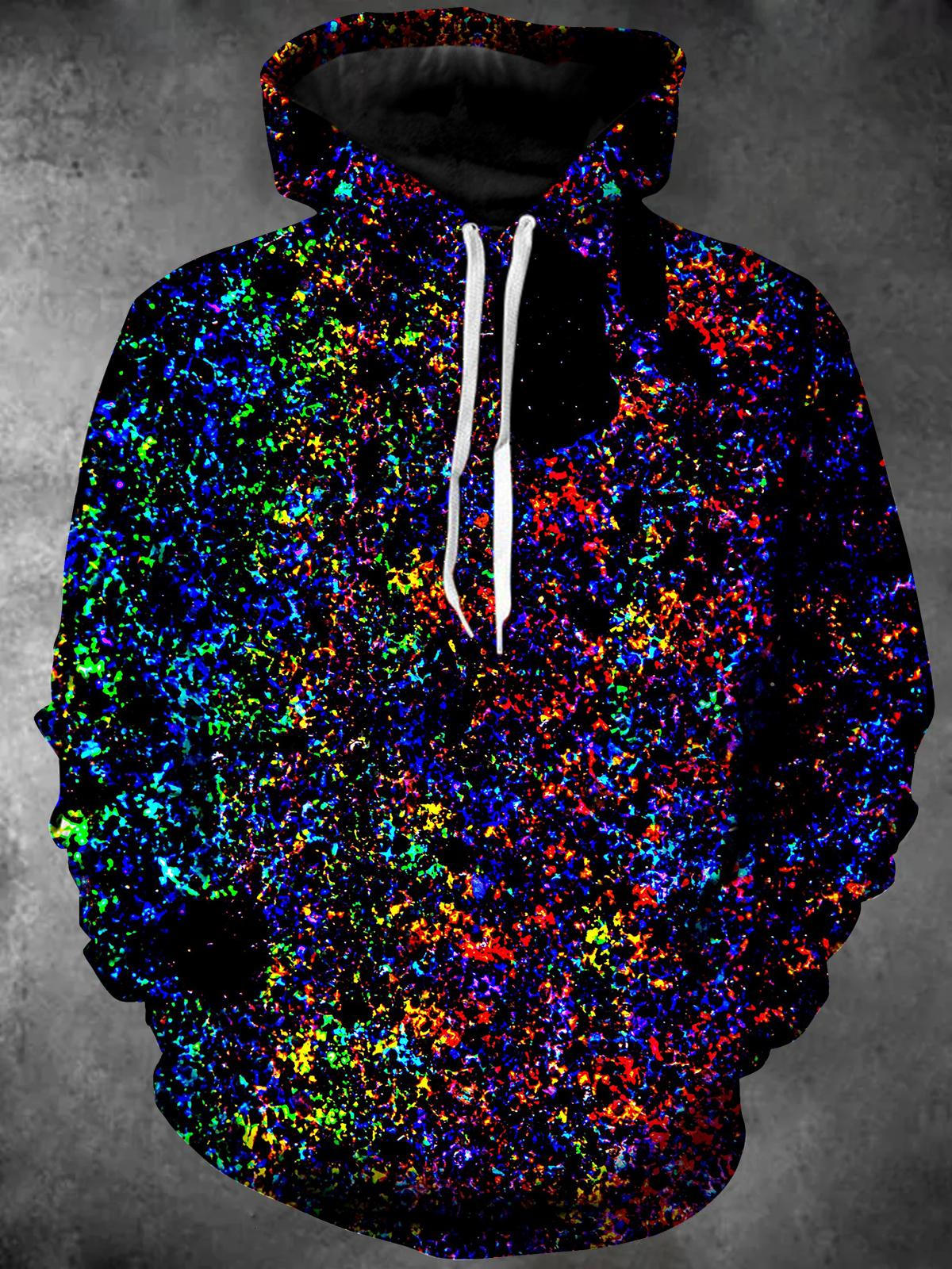 Tie Dye Long Sleeve Hooded Pocket Men's Top