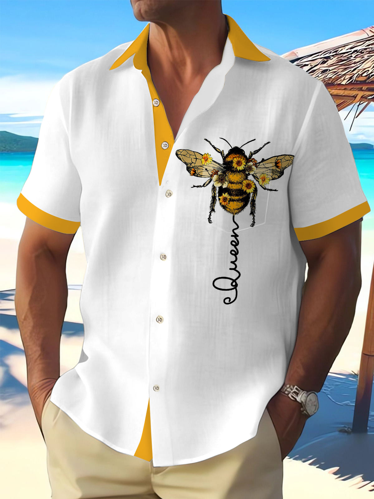 Bee Men's Pocket Short Sleeve Shirts