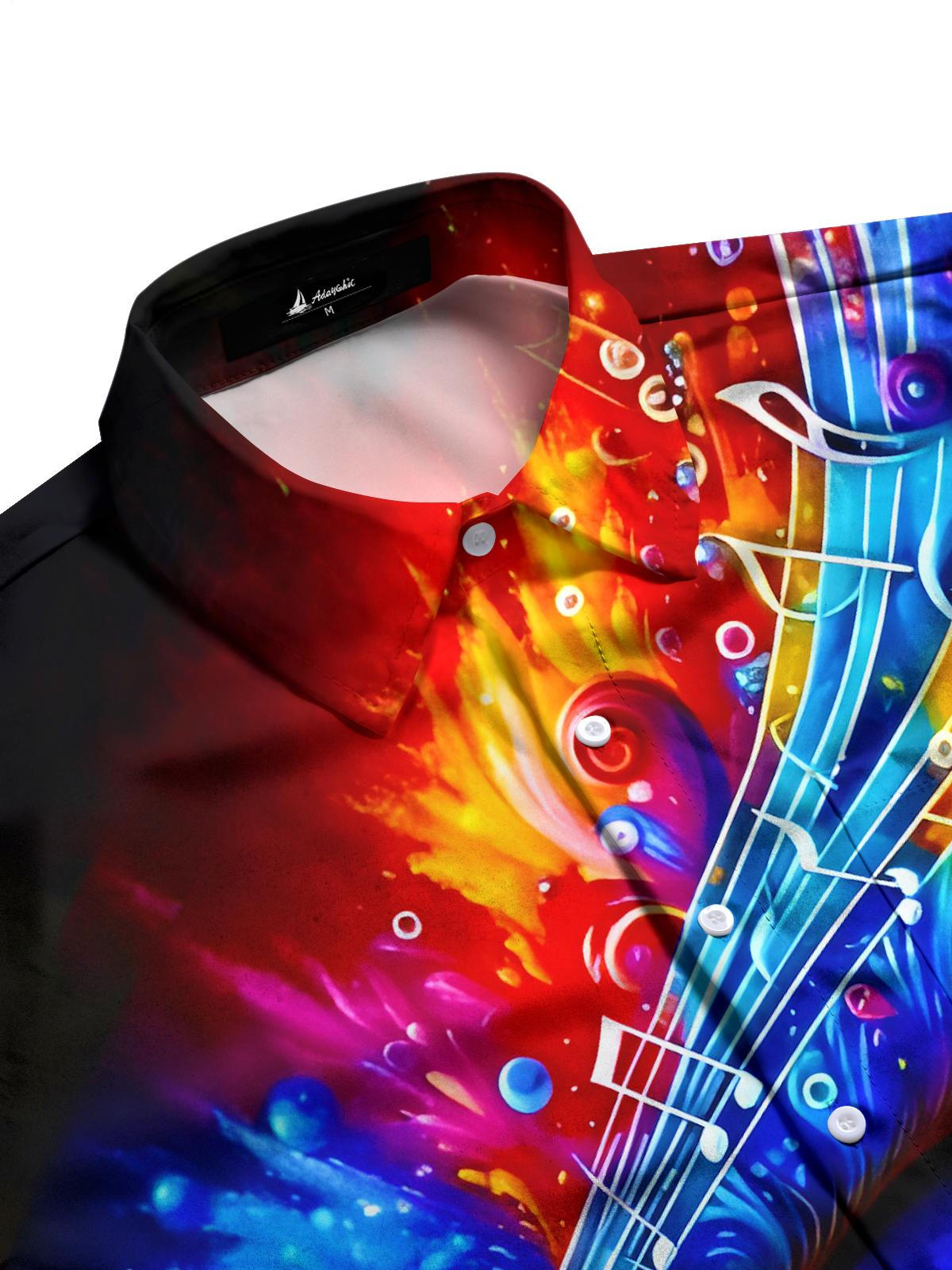 Eyes Musical Note Men's Pocket Short Sleeve Shirts