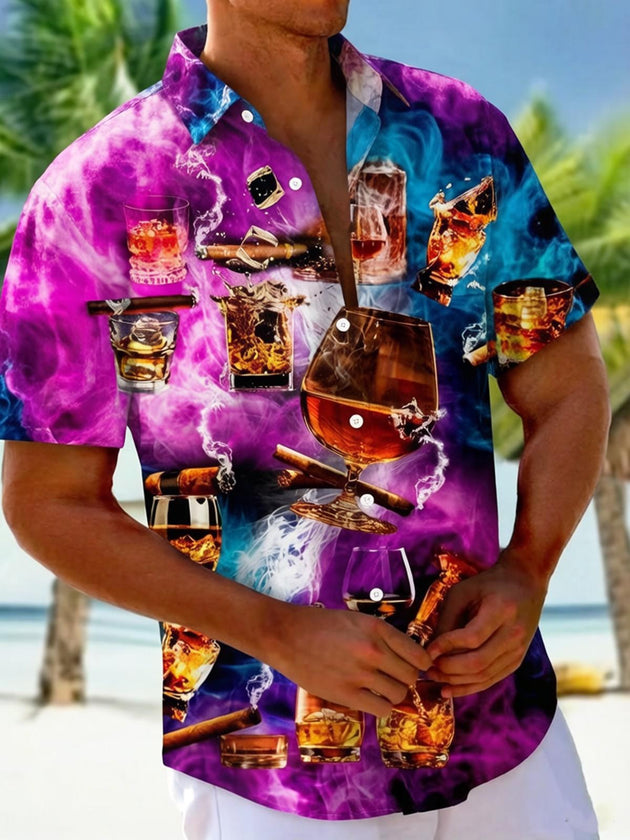 Whiskey Cigar Smoke Men's Pocket Short Sleeve Shirts