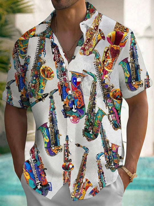 men's patterned sweater shirt front view