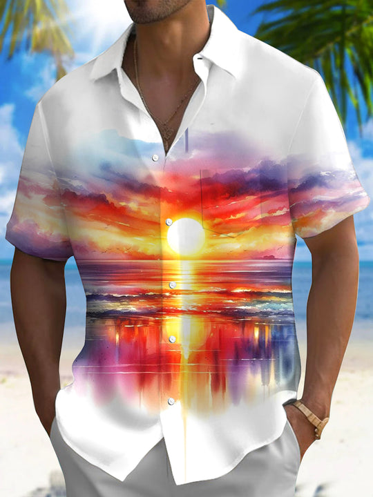 men's Hawaiian shirt front view tropical beach vacation