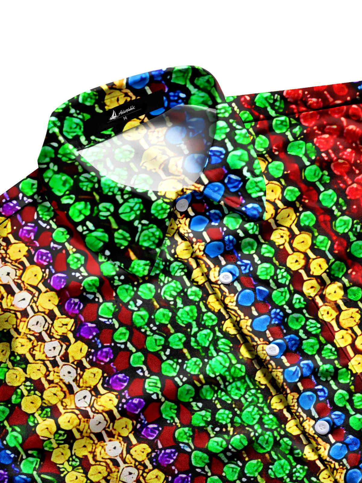 Mardi Gras Prayer Beads Print Men's Pocket Short Sleeve Shirts