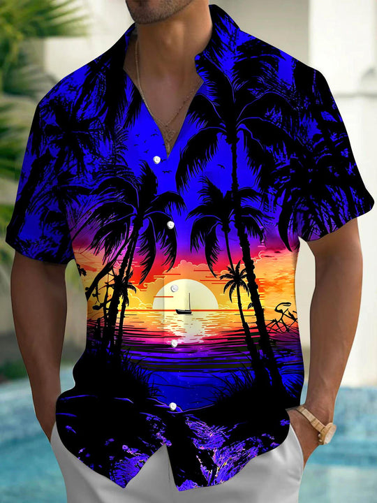 men's Hawaiian shirt front view tropical beach vacation