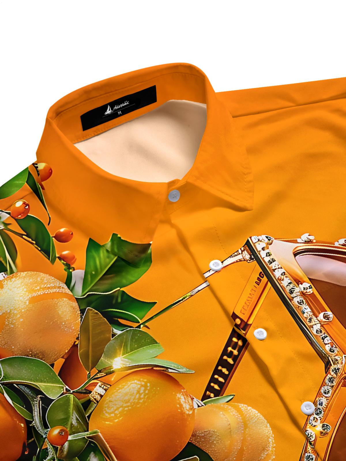 Fruit Sunglasses Print Men's Pocket Short Sleeve Shirts