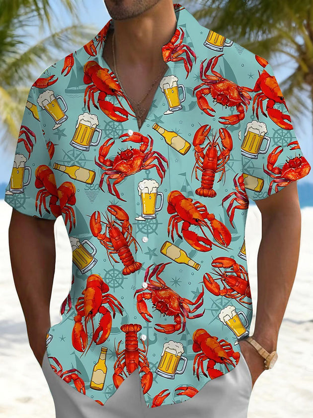 men's beer print shirt front view