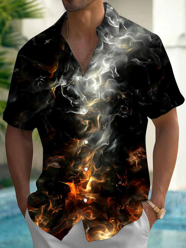 Men's abstract print short sleeve shirt front view